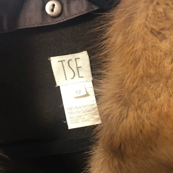 TSE Cashmere Coat Fur Collar Tan 12